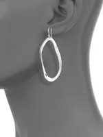 Classico Sterling Silver Wavy Oval Drop Earrings