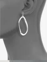 Classico Sterling Silver Wavy Oval Drop Earrings