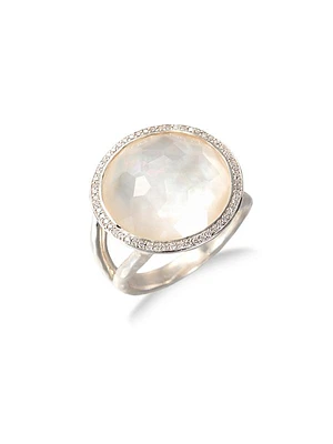 Lollipop Medium Sterling Silver, Mother-Of-Pearl & Diamond Ring