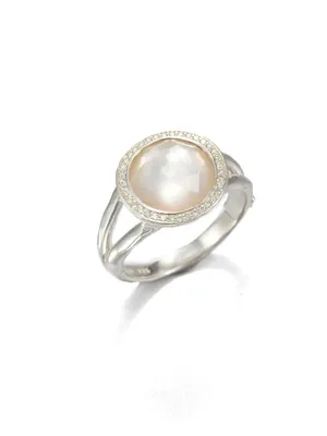 Lollipop Small Sterling Silver, Mother-Of-Pearl & Diamond Ring