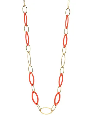 Pop 18K Rose Gold & Rebuilt Red Coral Long Chain Necklace