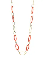 Pop 18K Rose Gold & Rebuilt Red Coral Long Chain Necklace