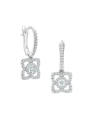 Enchanted Lotus Diamond & 18K White Gold Drop Earrings