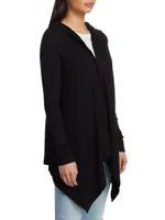 Hooded Draped Thermal Cardigan