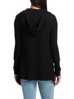 Hooded Draped Thermal Cardigan