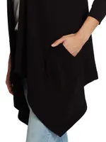 Hooded Draped Thermal Cardigan