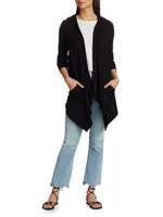 Hooded Draped Thermal Cardigan