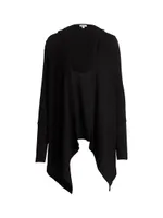 Hooded Draped Thermal Cardigan