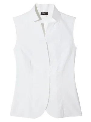 Stretch-Cotton Revers Collar Blouse