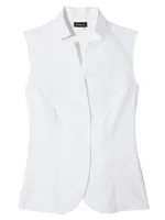 Stretch-Cotton Revers Collar Blouse