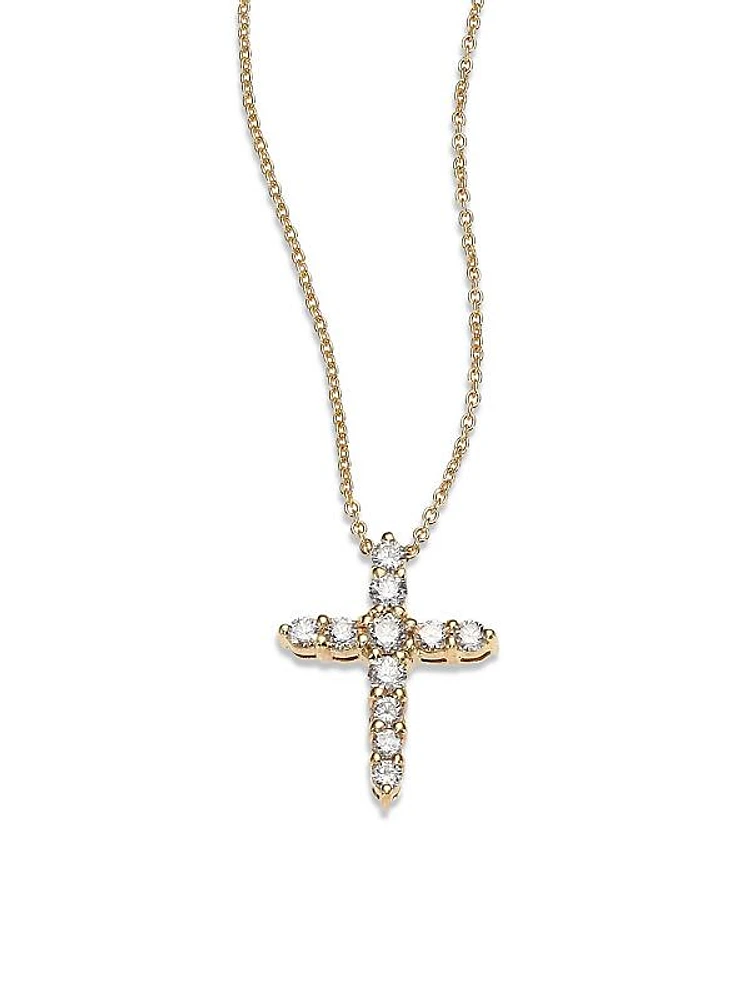 Tiny Treasures Diamond & 18K Yellow Gold Cross Pendant Necklace