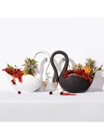 White Porcelain Serving Bowl Swan