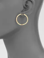 Diamond & 18K Yellow Gold Hoop Earrings/1.25"