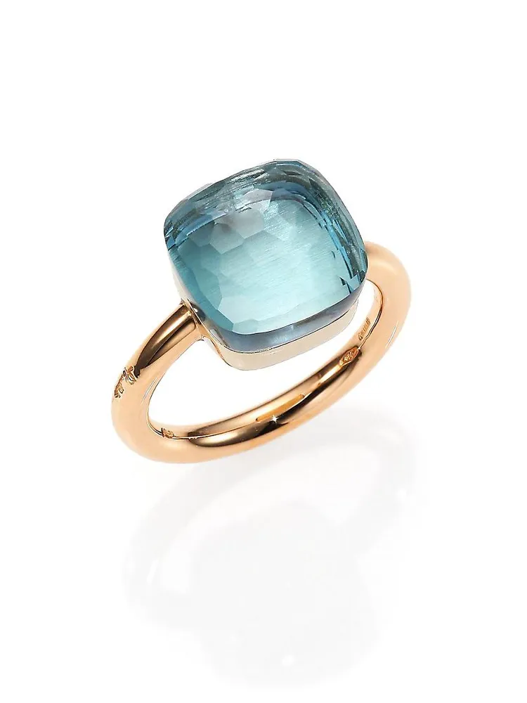 Nudo 18K Rose Gold & Blue Topaz Square Ring