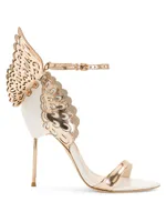 Evangeline Winged Metallic Leather Sandals