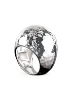 Classico Statement Sterling Silver Hammered Dome Ring