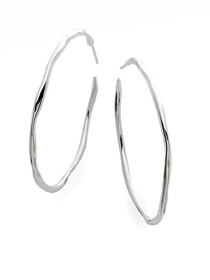 Glamazon Scultura Sterling Silver Squiggle #4 Hoop Earrings/2"