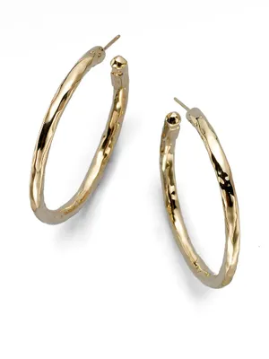 Classico 18K Yellow Gold Hammered Hoop Earrings