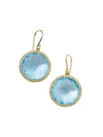 Lollipop 18K Yellow Gold, Blue Topaz & 0.66 TCW Diamond Drop Earrings