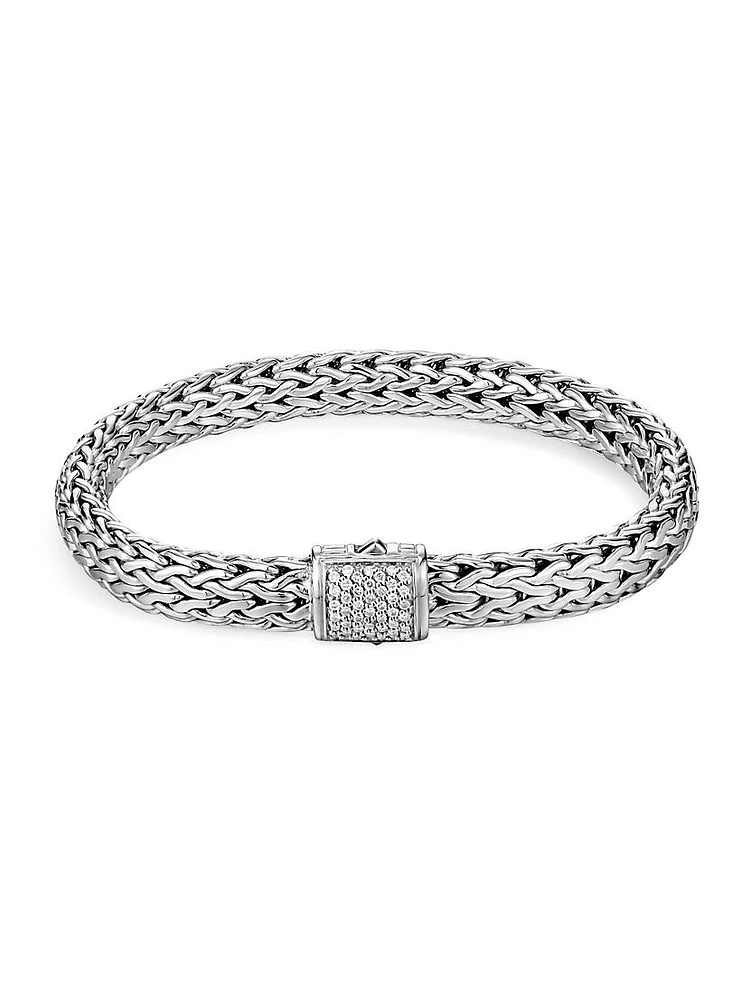 Classic Chain Diamond & Sterling Silver Medium Bracelet