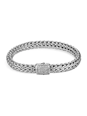 Classic Chain Diamond & Sterling Silver Medium Bracelet