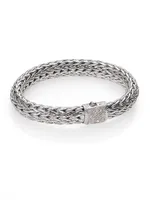 Classic Chain Diamond & Sterling Silver Large Bracelet