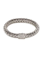 Classic Chain Diamond & Sterling Silver Large Bracelet