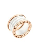 B.zero1 18K Rose Gold & White Ceramic 4-Band Ring