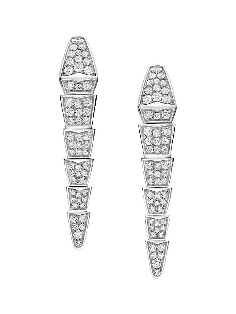 Serpenti Viper 18K White Gold & Pavè Diamond Drop Earrings