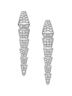 Serpenti Viper 18K White Gold & Pavè Diamond Drop Earrings