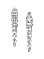 Serpenti Viper 18K White Gold & Pavè Diamond Drop Earrings