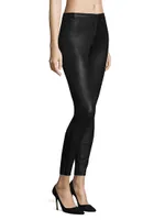 Front-Zip Leather Leggings