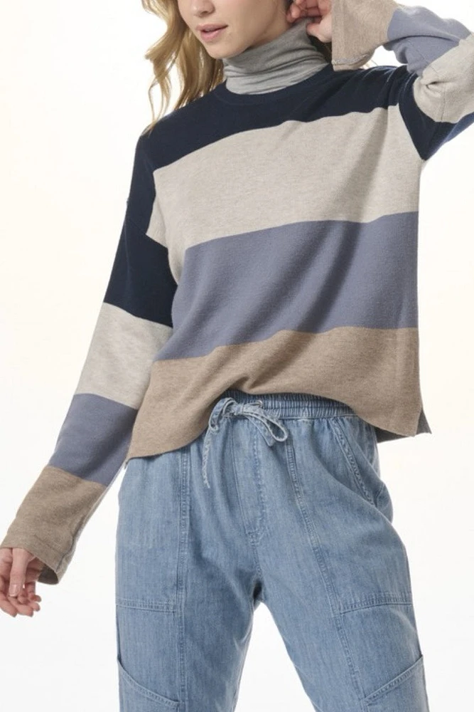 Splendid - Georgie Stripe Crew Neck Sweater Blue Oat Multi