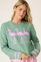 PJ Salvage -  Flamingo Flannel Snuggle Sweater Olive