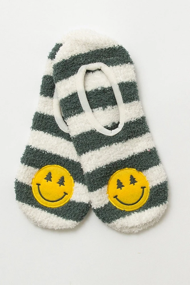 PJ Salvage - Cozy Smiley Fun Slipper Socks in Black