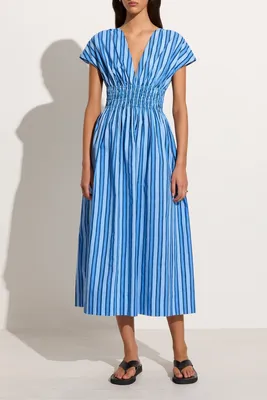 Faithful The Brand - Agnes Midi Dress Akaoa Blue Stripe