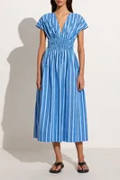 Faithful The Brand - Agnes Midi Dress Akaoa Blue Stripe