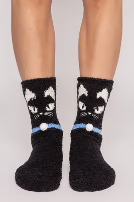 PJ Salvage - Fun Kitty Socks in Charcoal