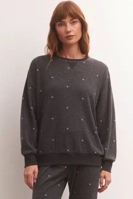 Z Supply -  Cozy Days Thermal Sweatshirt Heather Black