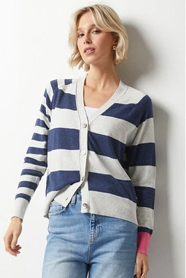 Zaket & Plover -  Essential Stripe Cardi Silver