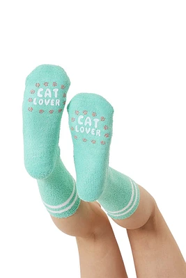 Cat Lover Fuzzy Crew Socks