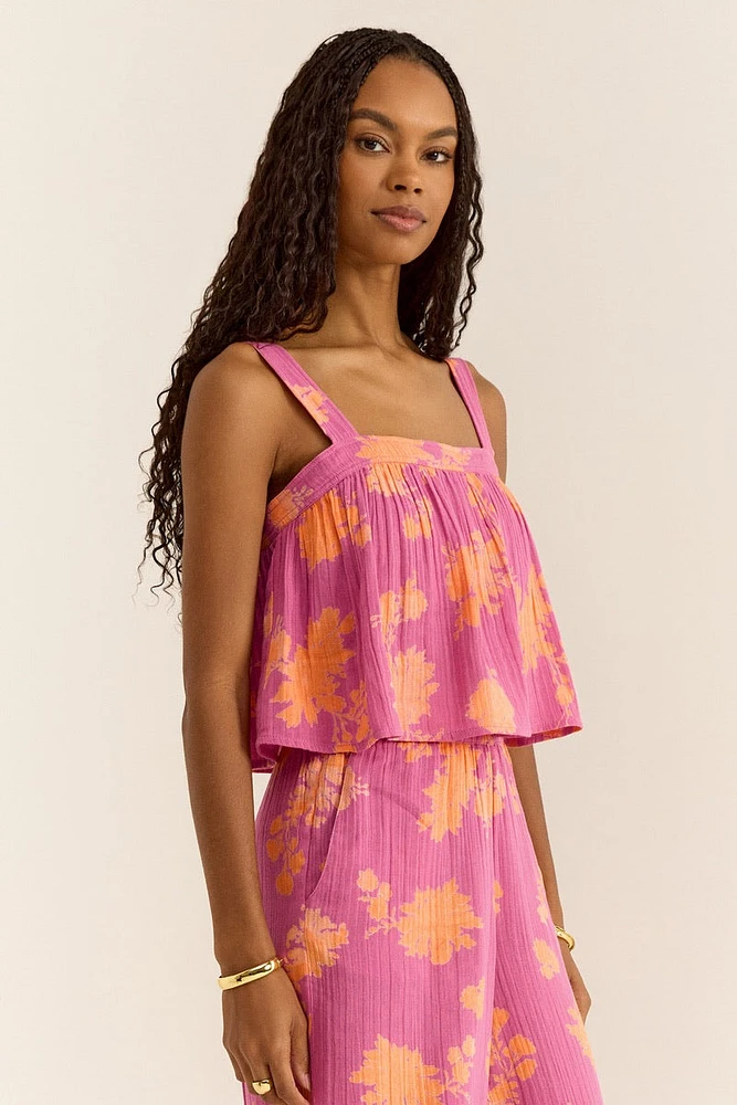 Z Supply - Dorean Sunshine Floral Top Raspberry Sorbet