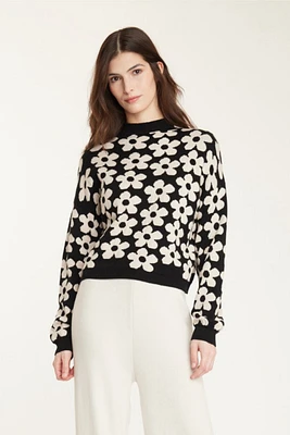 Pistache - Daisy Knit Sweater Beige Flowers