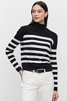 Velvet - Korie DS Lux Cotton Cashmere Mock Neck Black/Chalk