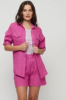 Pistache - Double Pocket Linen Blouse Orchid