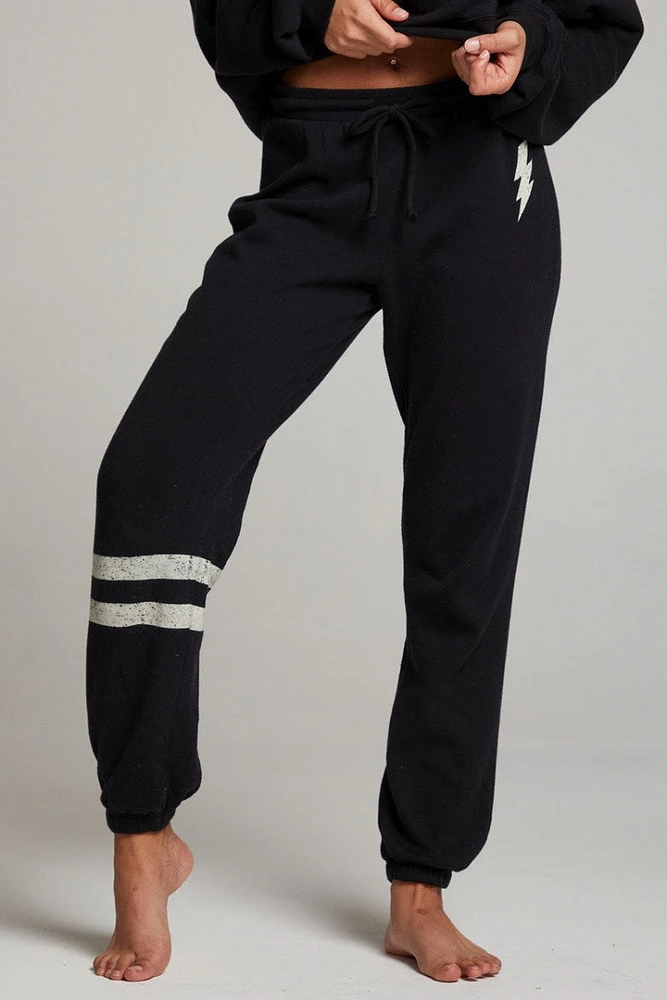 Chaser - Distressed Bolt Trackpants True Black