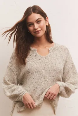 Z Supply -  Kensingston Speckled Sweater Heather Grey