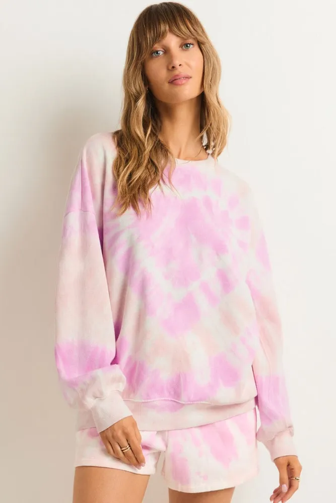 Z Supply -  Lovers Only Tie Dye Sweatshirt Cotton Candy