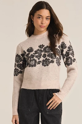 Z Supply - Marisol Floral Sweater Light Oatmeal Grey