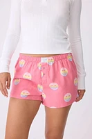 PJ Salvage-  Keep On Smiling Flannel Short Hot Pink